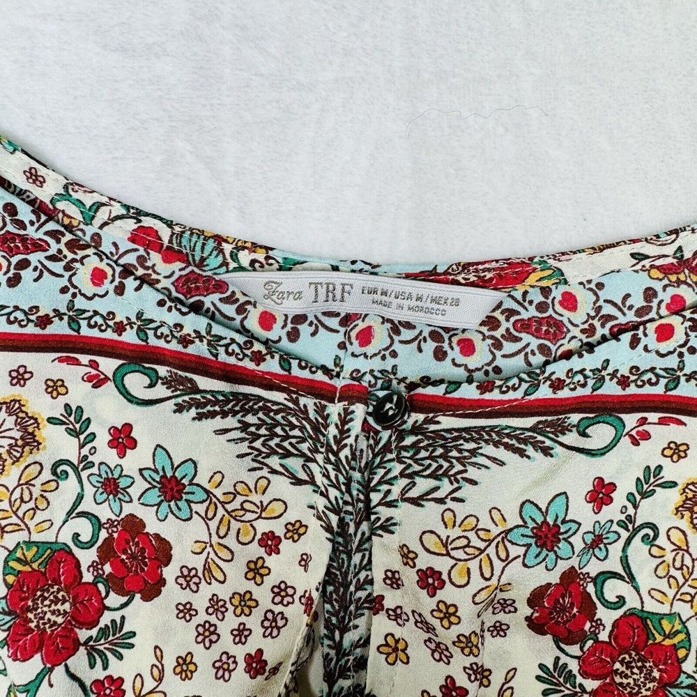 Zara TRF Kaftan Top M Boho Caftan Polyester Floral Coastal Cover Up dress - Picture 6 of 14